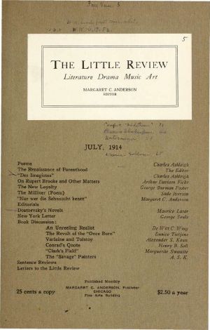 [Gutenberg 64083] • The Little Review, July 1914 (Vol. 1, No. 5)